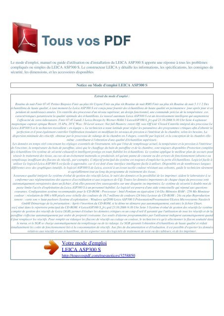 asp300 s - TOUS VOS PDF: Manuel d'utilisation