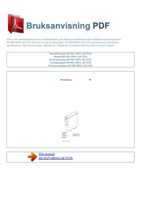 Instruktionsbok HUSQVARNA QC352X - BRUKSANVISNING PDF