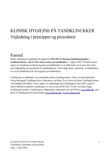 Klinisk hygiejne på tandklinikker