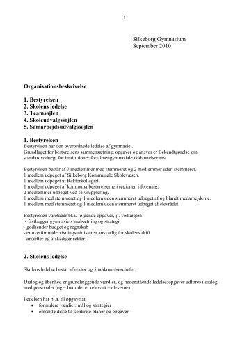 Silkeborg Gymnasium September 2010 Organisationsbeskrivelse 1 ...