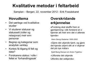 feltarbeid som metode - KS