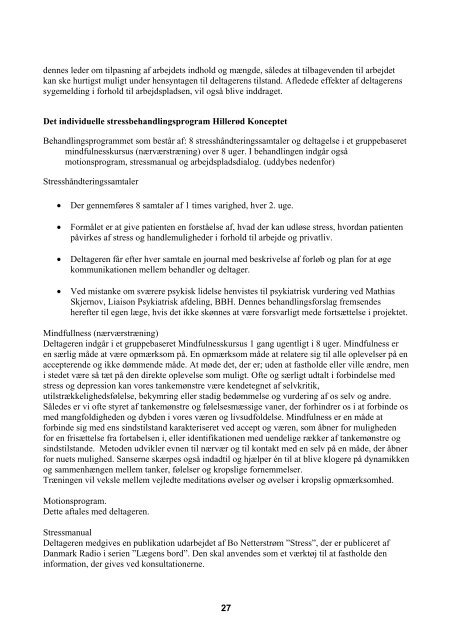 Rapport over Copestress-projektet - Bispebjerg Hospital