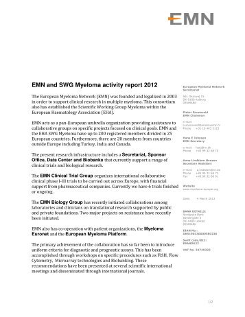 Annual Report 2012 - SWG Multiple Myeloma - European ...