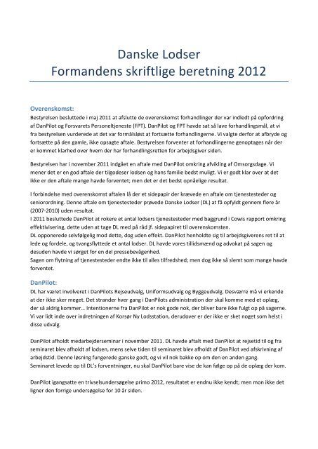 Danske Lodser Formandens skriftlige beretning ... - Søfartens Ledere