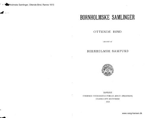 Bornholmske Samlinger - Bind 8 - 1913 - Bornholms Historiske ...