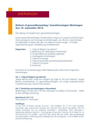 Referat 2012 - Kunstforeningen Skråningen - Aalborg Universitet