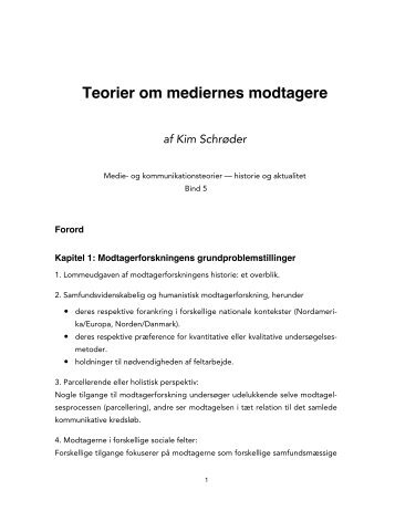 Teorier om mediernes modtagere - medieteori