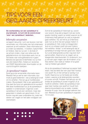 tips voor een geslaagde spreekbeurt - KNGF Geleidehonden