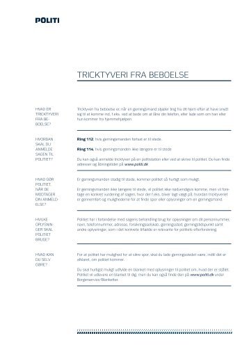 Servicedeklaration "Tricktyveri fra beboelse" ( .pdf) - Politi