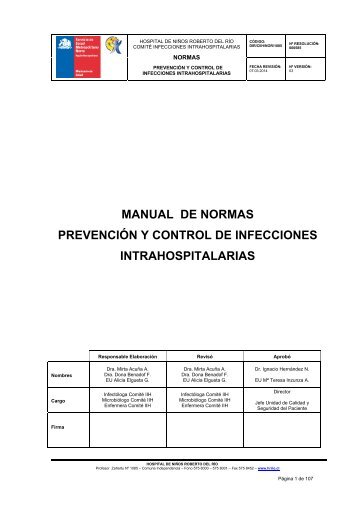 manual de normas prevención y control de infecciones ...