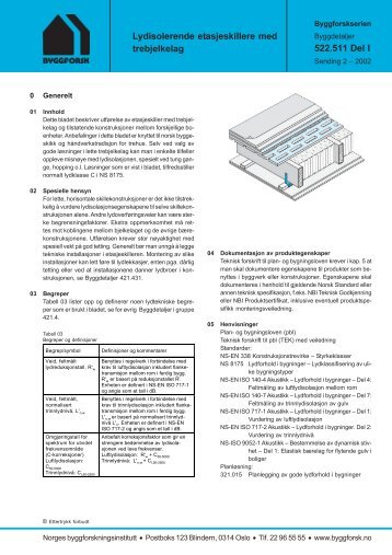 Lydisolerende etasjeskillere med trebjelkelag 522.511 Del I - AVforum