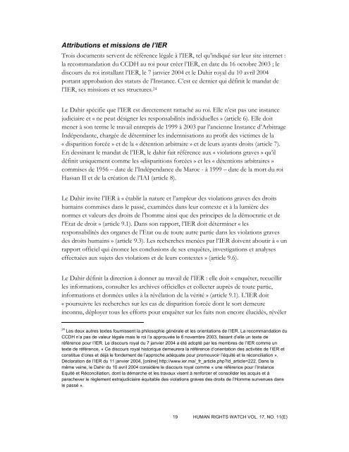 La commission marocaine de vérité - Human Rights Watch