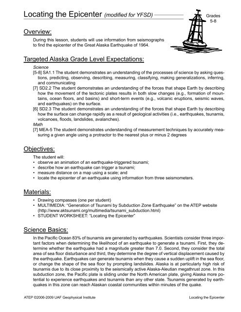 Locating The Epicenter Alaska K 12 Science Curricular Initiative Locating The Epicenter Alaska K 12 Science Curricular Initiative