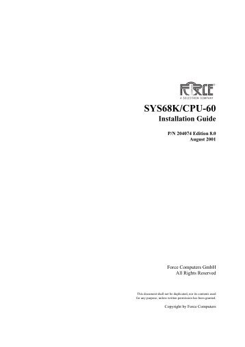 SYS68K-CPU-60 Installation Guide - Emerson Network Power