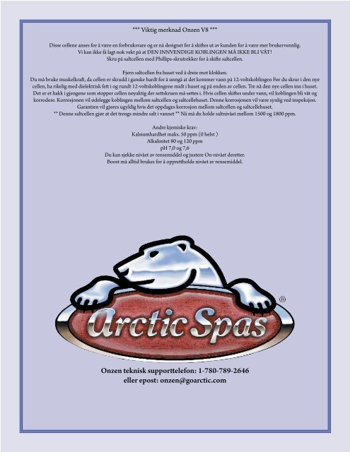 Onzen teknisk guide 2013 - Arctic Spas