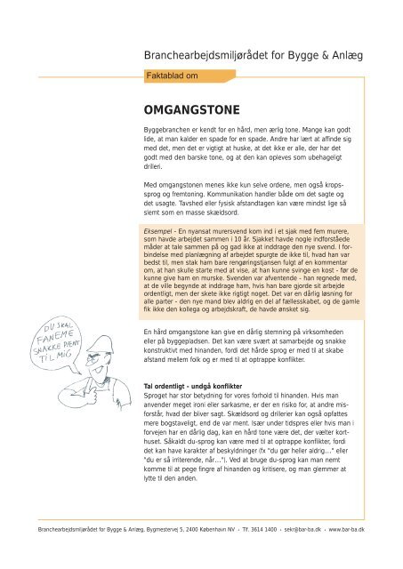 Faktablad om omgangstone - BAR Bygge & Anlæg
