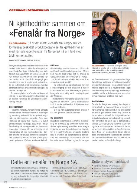 Bladet Kjøttbransjen nr 04 2012 - Kjøtt- og fjørfebransjens ...