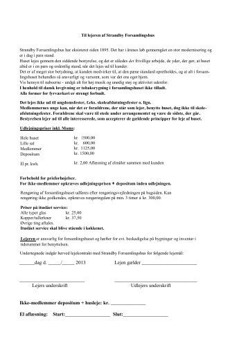 Lejekontrakt i PDF format - Strandby Forsamlingshus