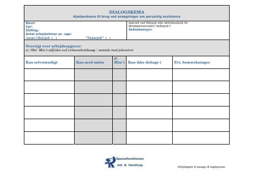 Dialogskema (pdf) (nyt vindue) - Specialfunktionen Job & Handicap