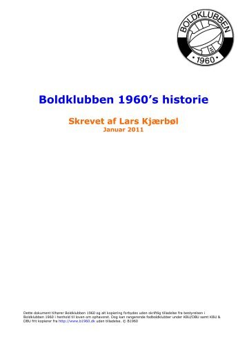Boldklubben 1960's historie - B1960