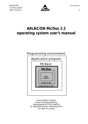 ARLACON McDos 2.2 operating system user's ... - SKS Group Oy