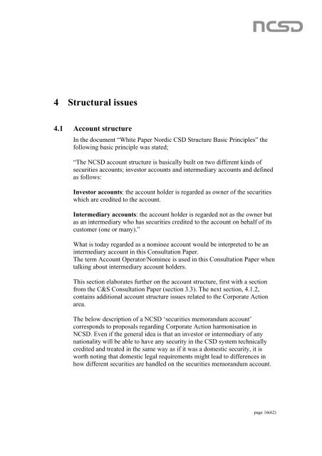 Consultation Paper High level description, Nordic CSD Corporate ...