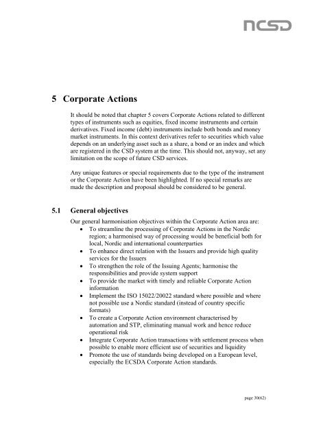 Consultation Paper High level description, Nordic CSD Corporate ...