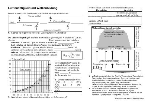 Arbeitsblatt (172 KB) - mit Lösungen - Das Klima der Erde