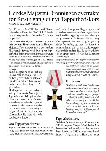 Tapperhedskorset - Dronningens Livregiments Soldaterforening