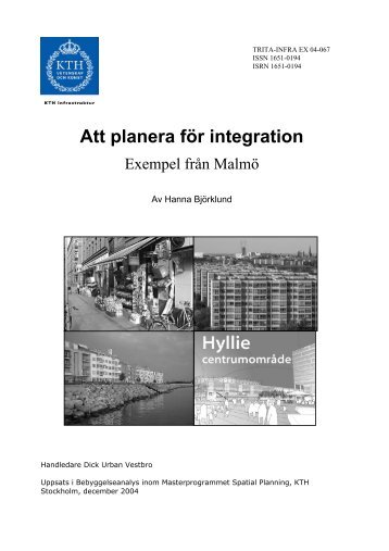 Att planera för integration - Skolan för arkitektur och ...
