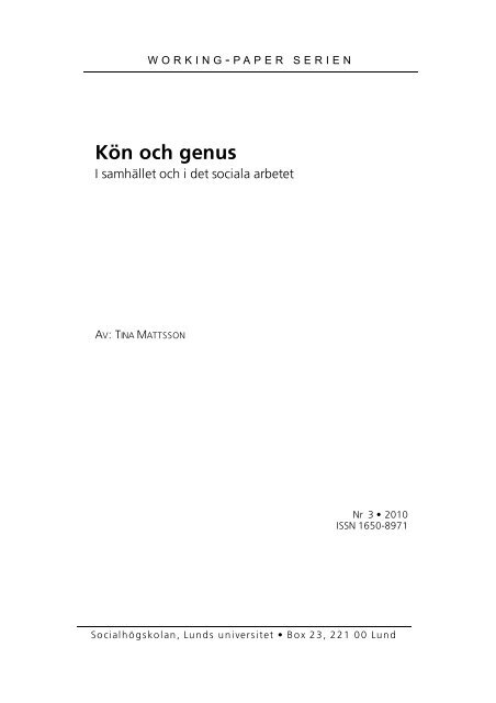Kön och genus - Lunds universitet