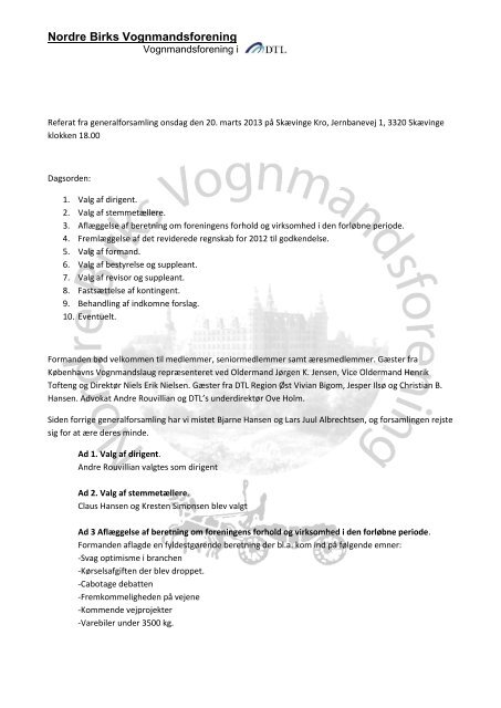 Referat fra generalforsamling 2013 - Nordre Birks Vognmandsforening