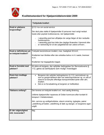 Kvalitetsstandard for Hjælpemiddelområdet 2009 - Odder kommune