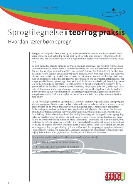 Sprogtilegnelse i teori og praksis - tekst.pdf - Sprogpakken