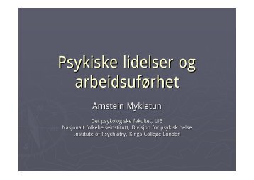 Psykiske lidelser og arbeidsuførhet