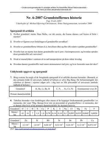 Nr. 6-2007 Grundstoffernes historie - Aktuel Naturvidenskab