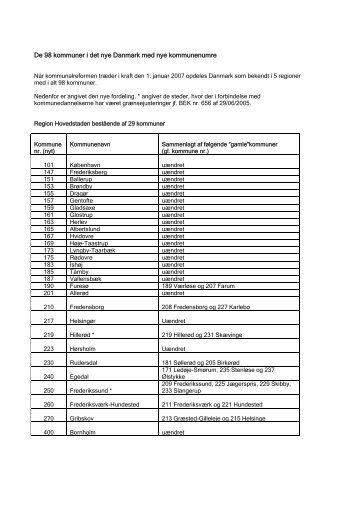 De 98 kommuner i det nye Danmark med nye kommunenumre