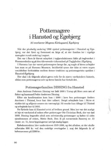 Pottemagere i Hansted og Egebjerg - Hansted-Egebjerg