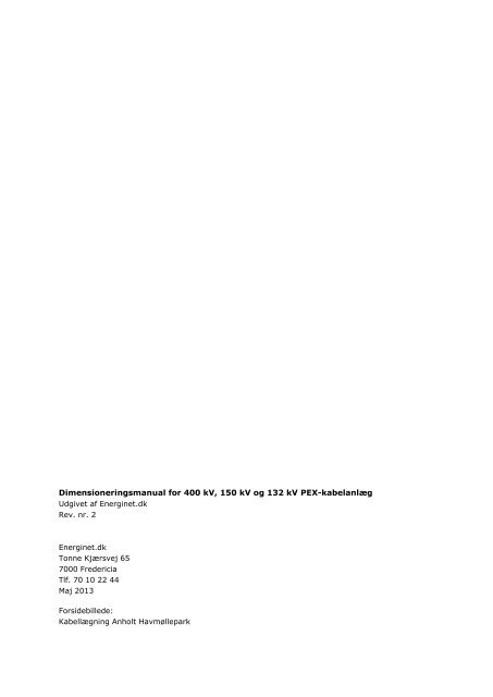 Dimensioneringsmanual for 400 kV, 150 kV og 132 ... - Energinet.dk