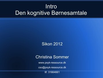 Intro Den kognitive Børnesamtale - Sikon