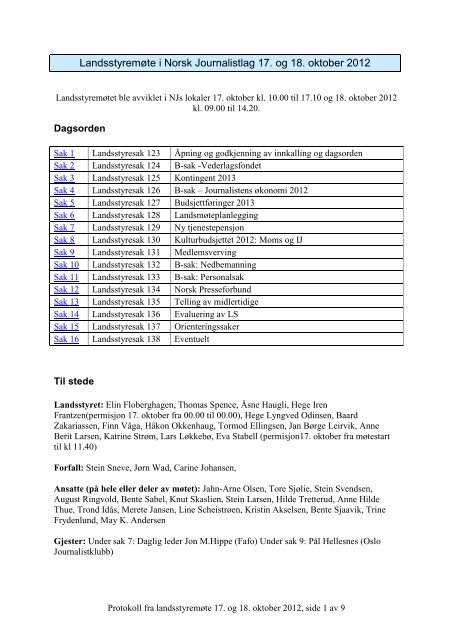 Landsstyremøte 11 - Norsk Journalistlag