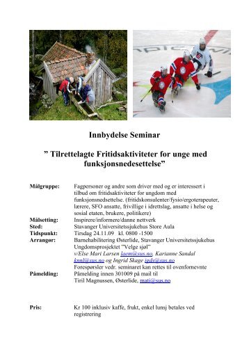 Innbydelse Seminar ” Tilrettelagte Fritidsaktiviteter for ... - Fritid For Alle