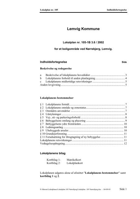 105 - for et boligområde ved Nørrebjerg, Lemvig - Lemvig Kommune