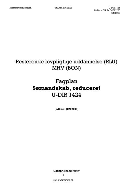 Fagplan Sømandskab, reduceret U-DIR 1424