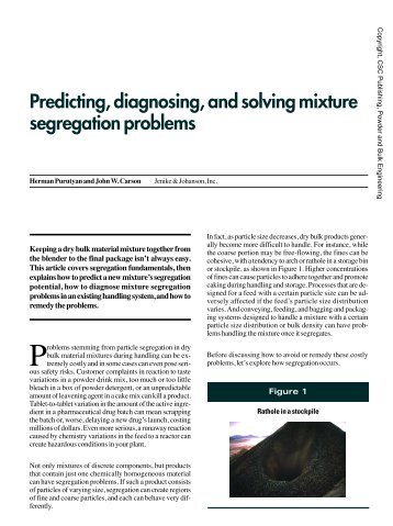 Predicting, diagnosing, and solving mixture segregation problems