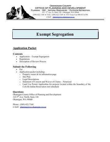 Exempt Segregation Application - Okanogan County