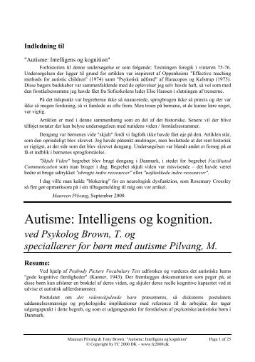 Autisme: Intelligens og kognition