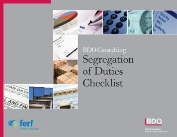 Segregation of Duties Checklist - BDO Consulting