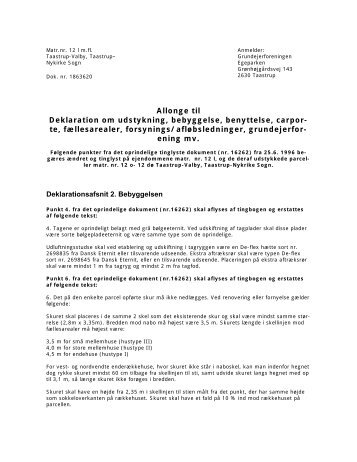 Allonge til Deklaration om udstykning, bebyggelse, benyttelse, carpor