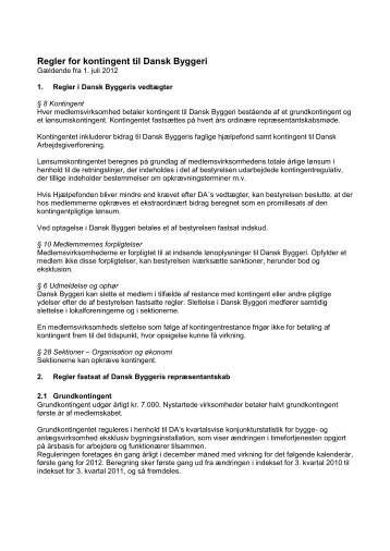 Regler for kontingent til Dansk Byggeri